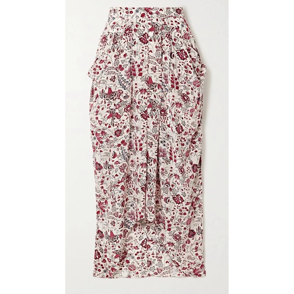 Isabel Marant Ginkinali Draped Floral-Print Silk Crepe De Chine Midi Skirt - Picture 3 of 10
